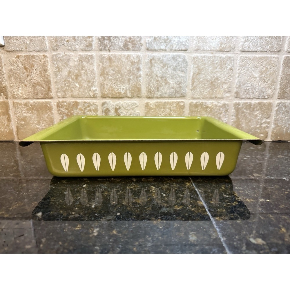 Cathrineholm‎ Lotus Enamelware 14x9 Lasagna Baking Pan Avocado Green Vintage